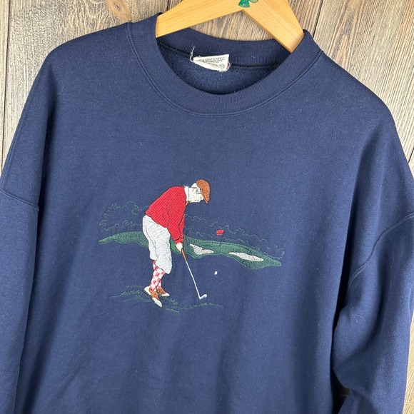 nutmeg mills Other - Nutmeg Mills Golf Vintage Embroidered Crewneck Sweatshirt Navy Blue Adult XL